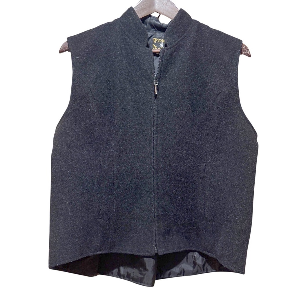 Wyoming Traders‎ Black Wool Blend Mock Neck Zip Up Vest Women  XL Western Core